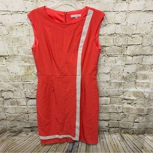 Sandra Darren Coral Faux Wrap Sleeveless Sheath Dress